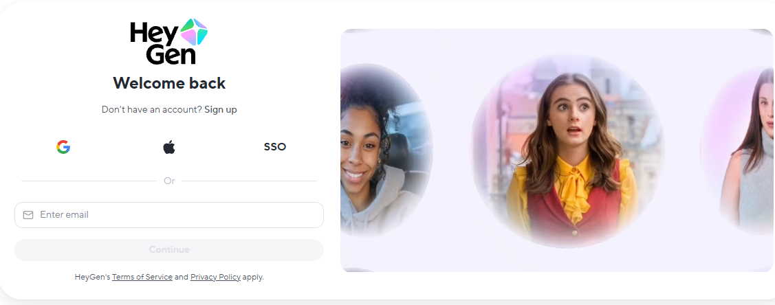 Official HeyGen login portal and user dashboard access